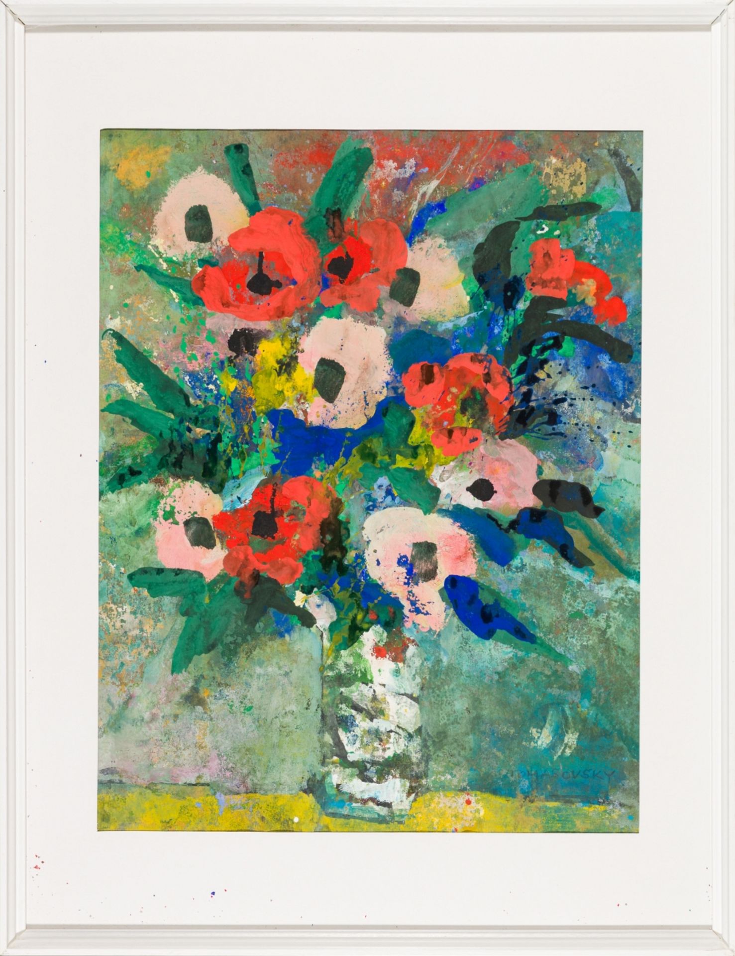 Tomasovsky, Karl (1918 - 1995) Mixed Lot of two floral Still Lifes in a Jug Gouache on Paper Each - Image 5 of 6