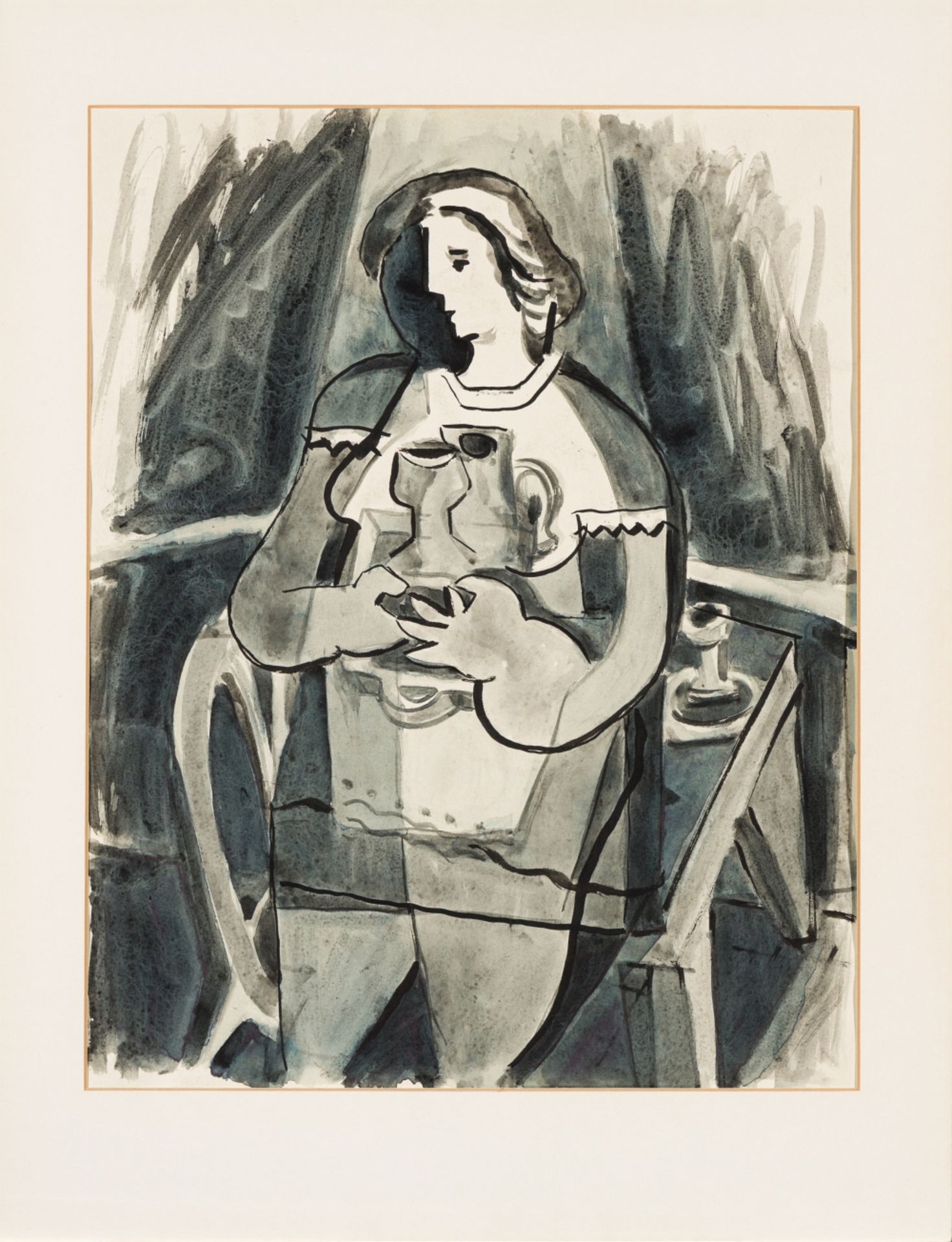 Steiner, Heinz (1905 - 1974) Mixed Lot: Landscape / Woman with a Tray Each Watercolor and Ink on - Image 6 of 7