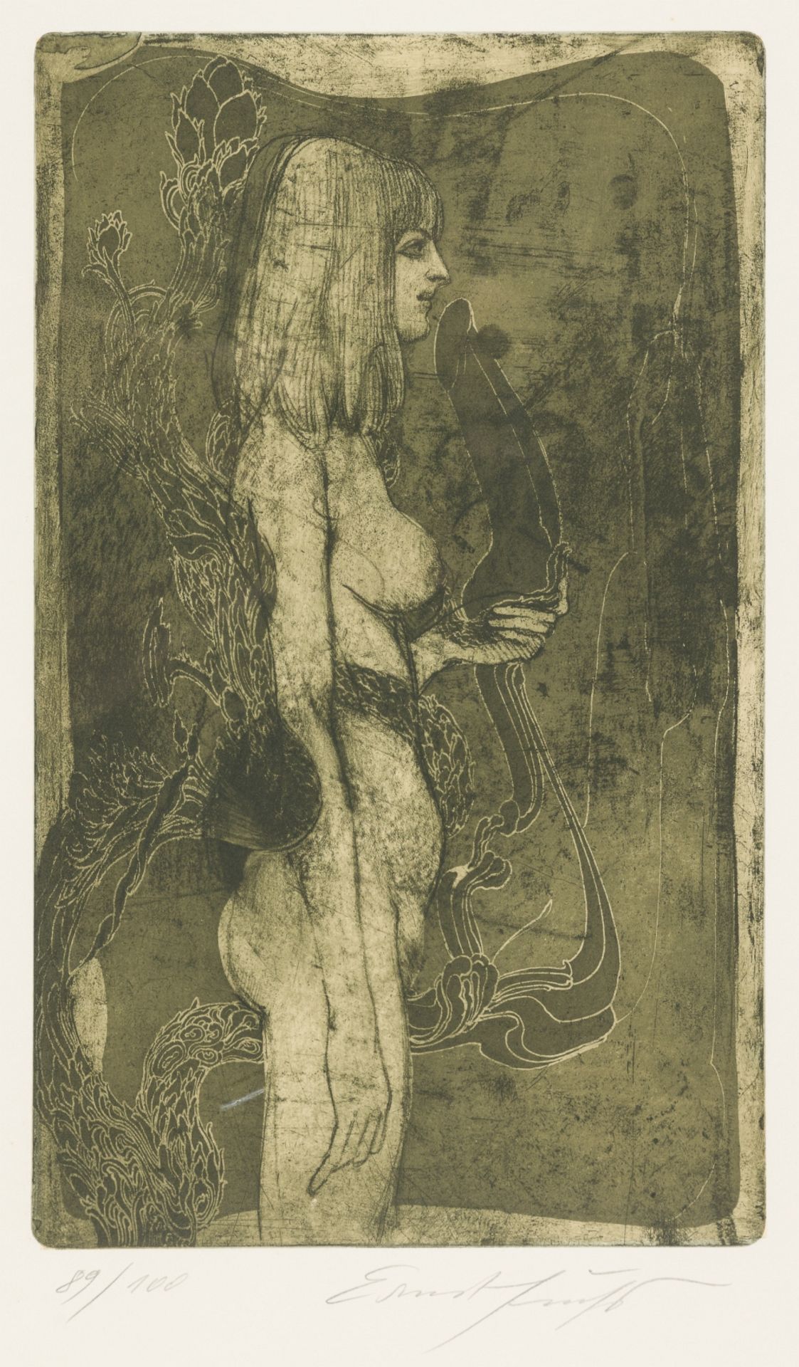 Fuchs, Ernst (1930 - 2015) Eve Nymph (In the Grip of the Sphinx), 1969 Etching Signed lower right,