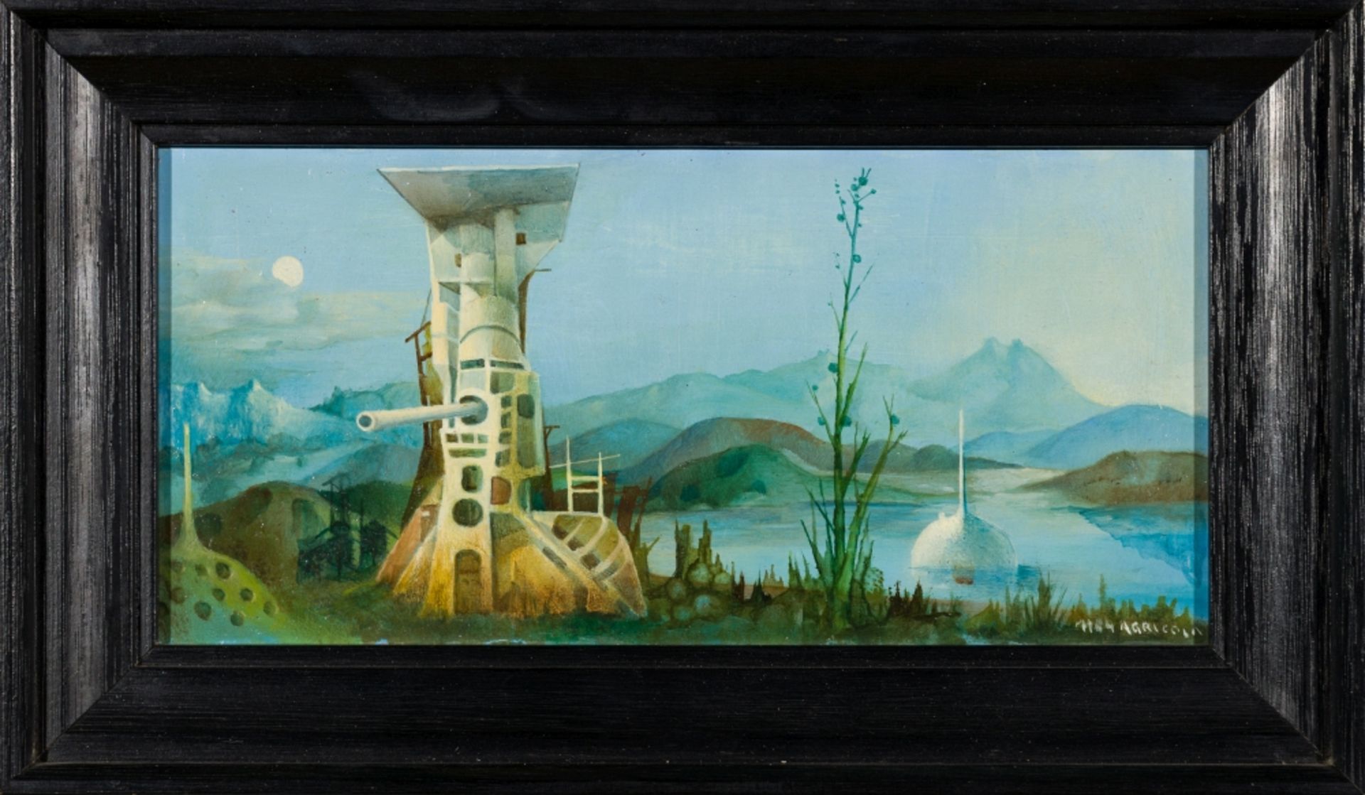 Bauer, Günther (*1926) Futuristic Defense System, 1984 Oil on Wood Signed and dated lower right 4, - Image 2 of 4