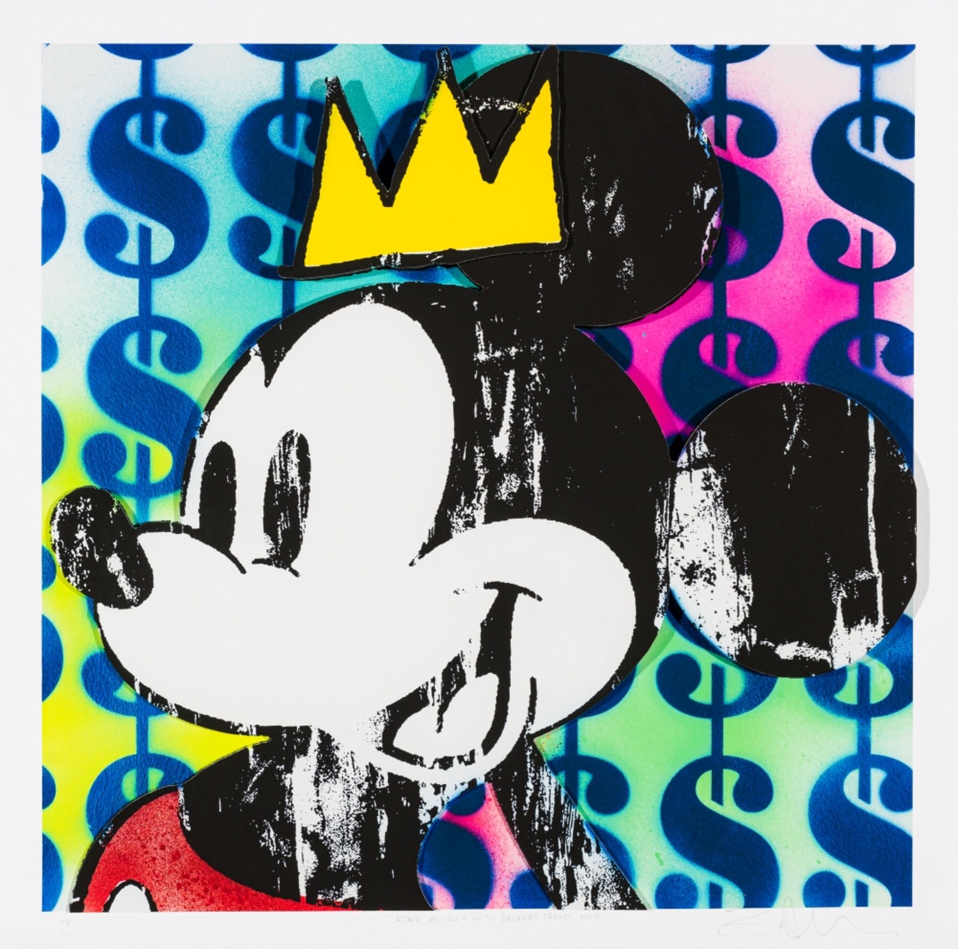 Allen, Ben (*1979) King Mickey with Basquiat Crown No. 5, 2021 3-D Construction on Hahnemühle Velvet - Image 2 of 6