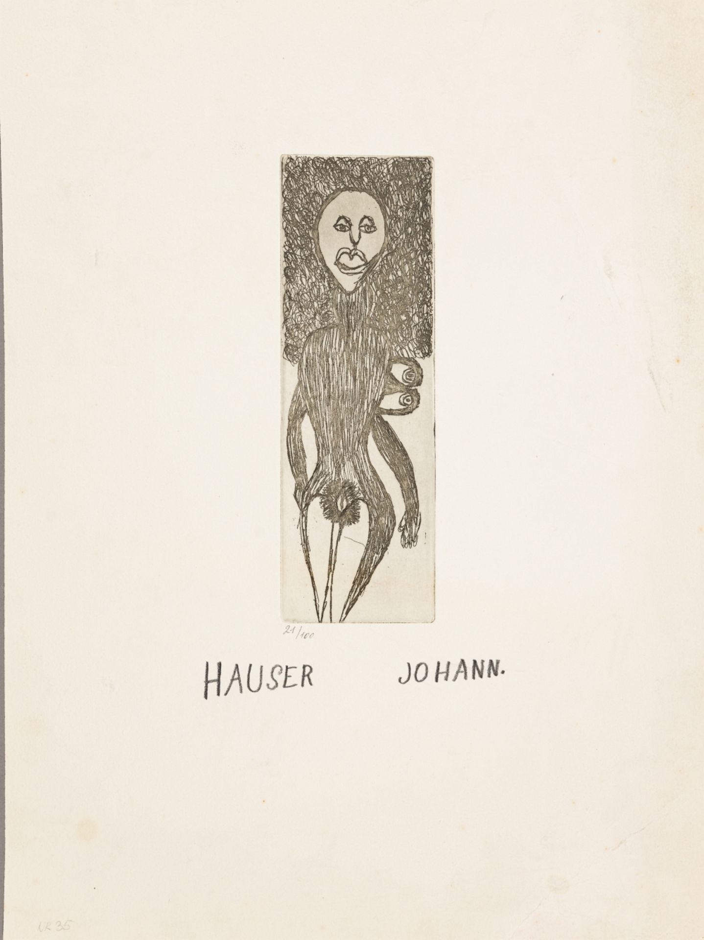 Hauser, Johann (1926 - 1996) Female Nude Etching Signed lower Center, numbered lower left: 21/100 - Image 2 of 3