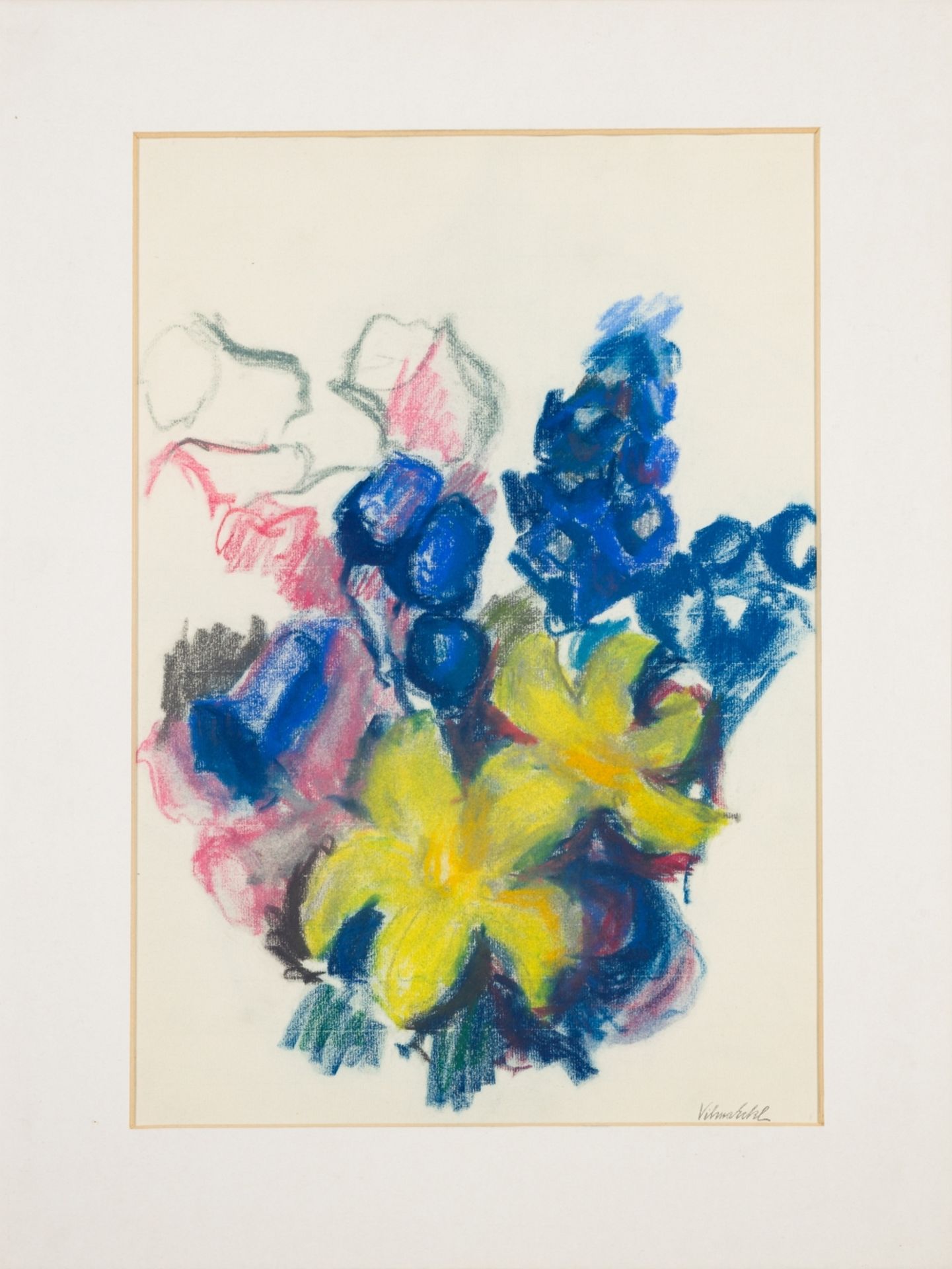 Eckl, Vilma (1892 - 1982) Flower Piece Soft Pastels on Paper Signature Stamp lower right 22 x 17,9 - Image 2 of 3