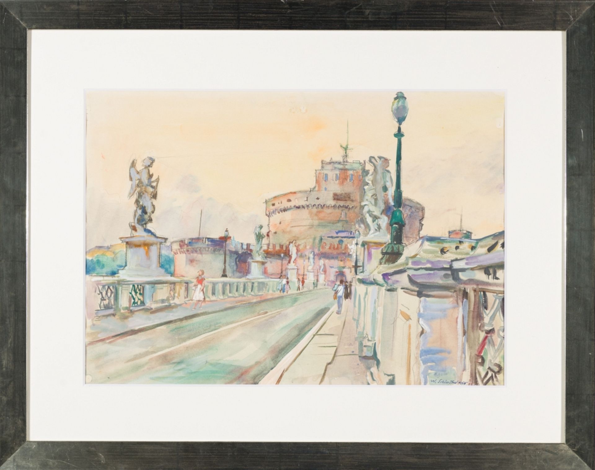 Schönthal, Wolfgang (1905 - 1963) Engelsburg, 1959 Gouache on Paper Signed and dated lower right - Image 2 of 4