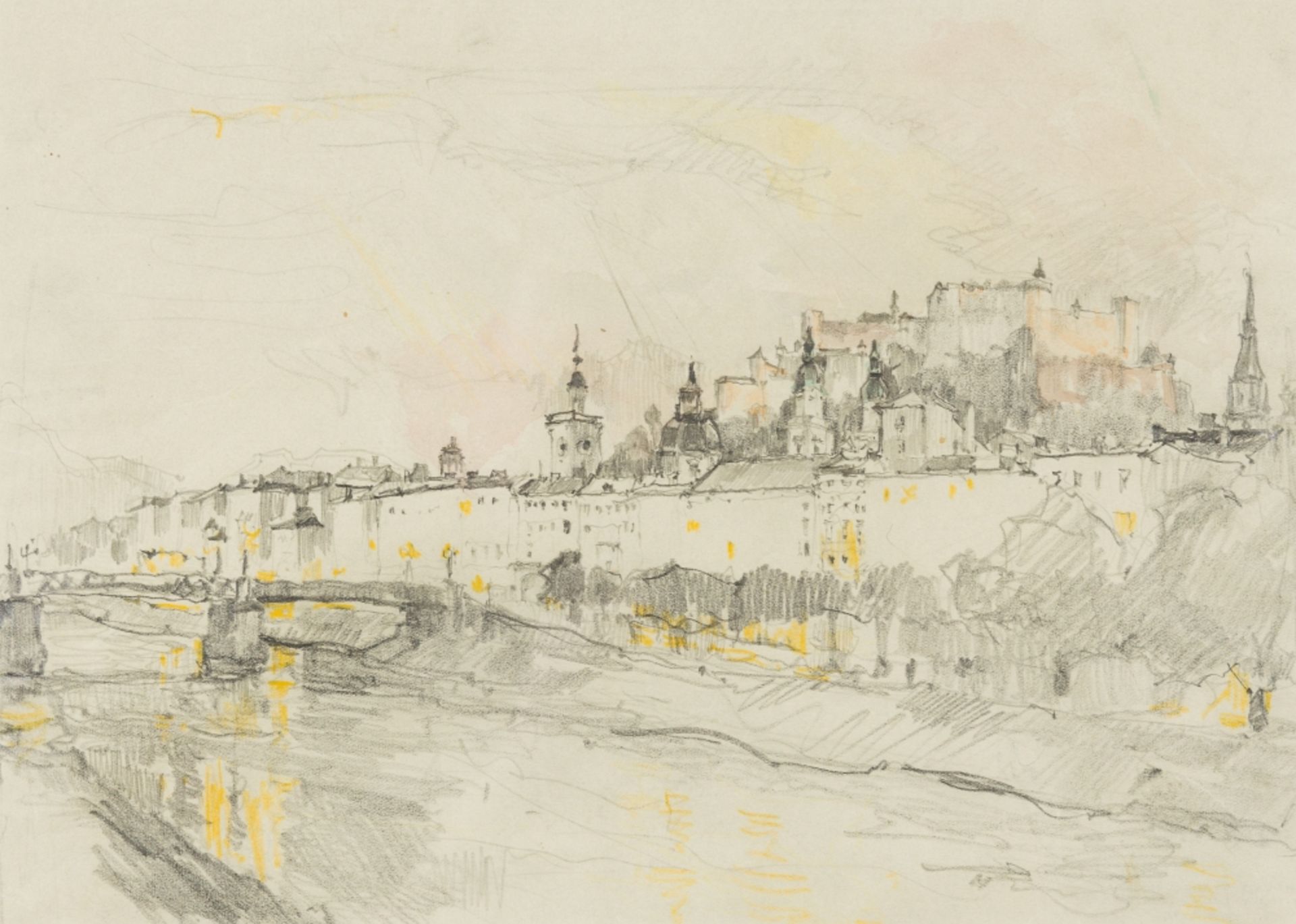 Czoernig-Gobanz, Herta (1886 - 1970) Salzburg Mixed Media on Paper Estate Stamp Verso 9,4 x 11,6