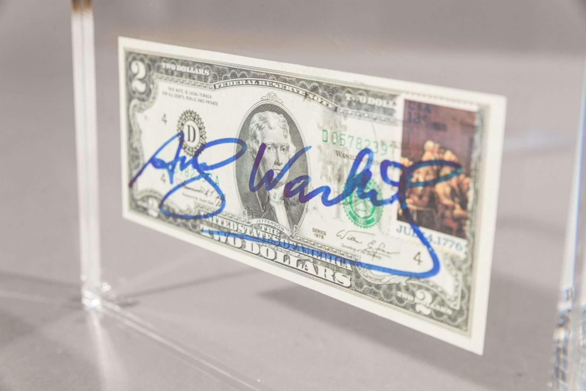 Warhol, Andy (1928 - 1987) Two Dollars, 1976 Blue Pan and Stamp on a Two Dollar Banknote Signed in - Image 3 of 9