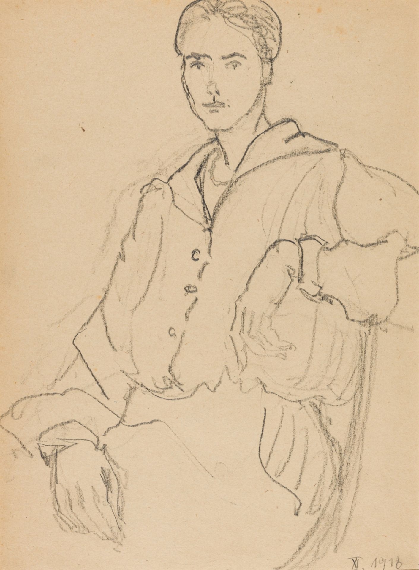 Koller, Broncia(1863 - 1934)Portrait of Daughter Sylvia, 1918Charcoal on paperDated lower right,