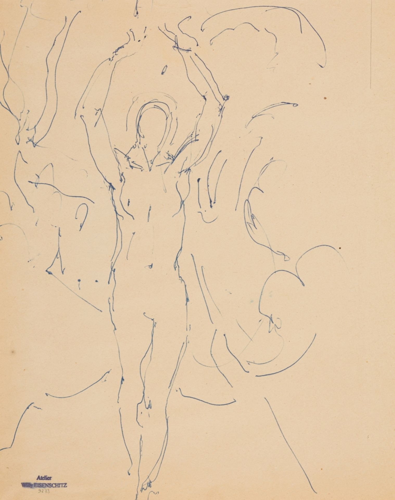 Eisenschitz, Willy(1889 - 1974)Nude with Raised ArmsColored pencil on paperStudio stamp lower