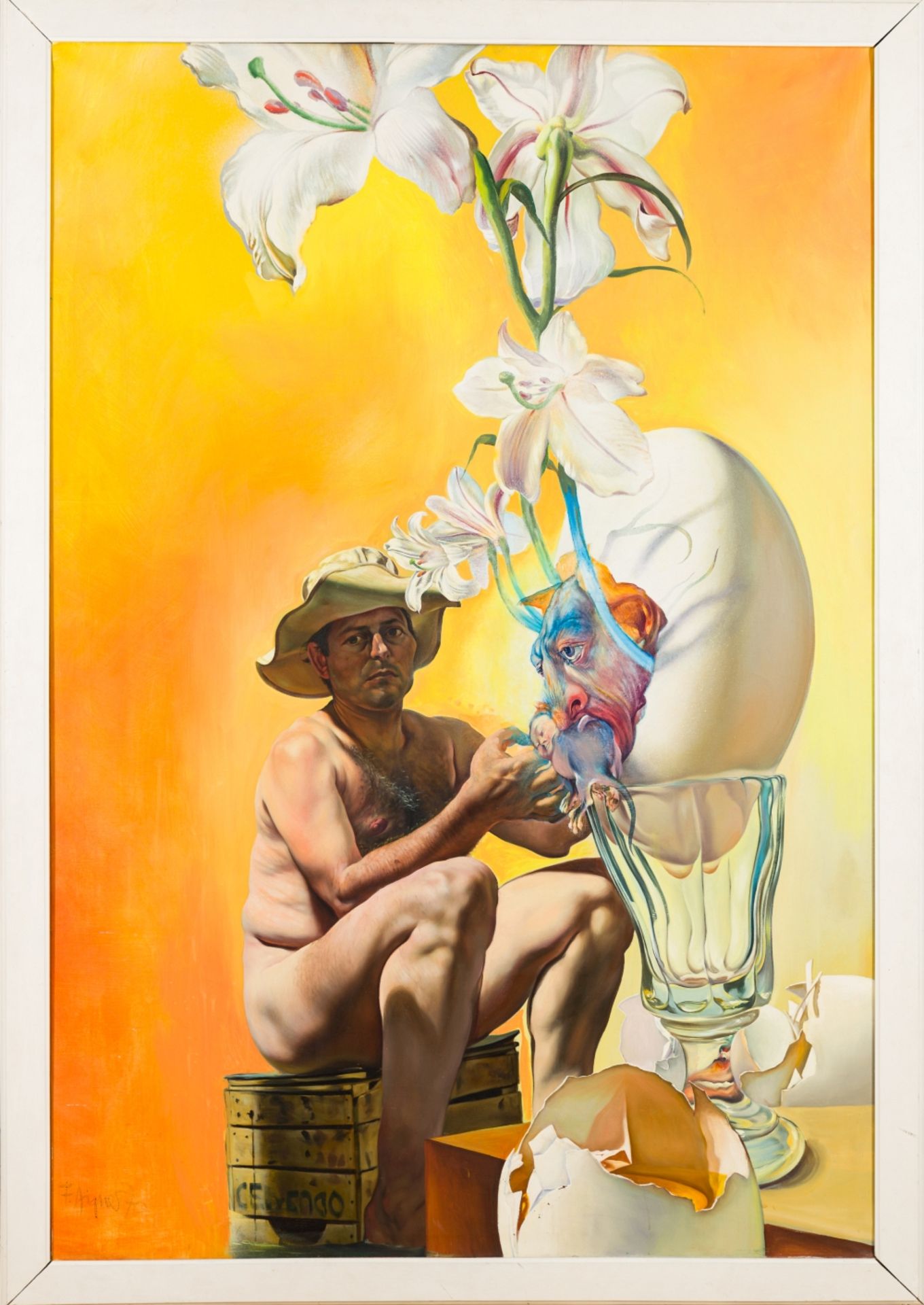 Aigner, Fritz(1930 - 2005)Self Portrait with Lilies, (19)70Oil on canvasSigned and dated lower - Image 2 of 7