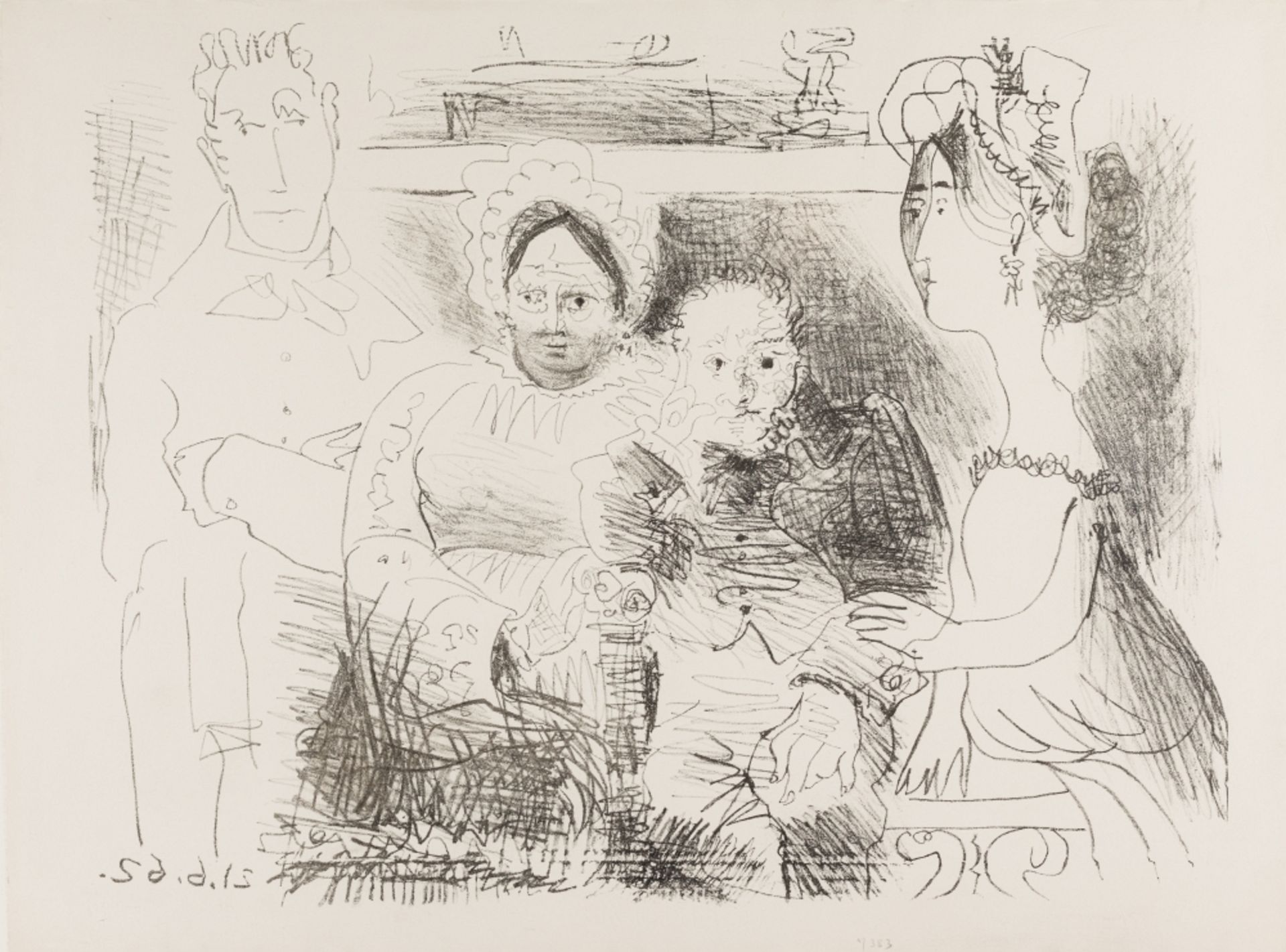 Picasso, Pablo(1881 - 1973)Portrait de famille, homme aux bras croisés, 1962LithographyDated in