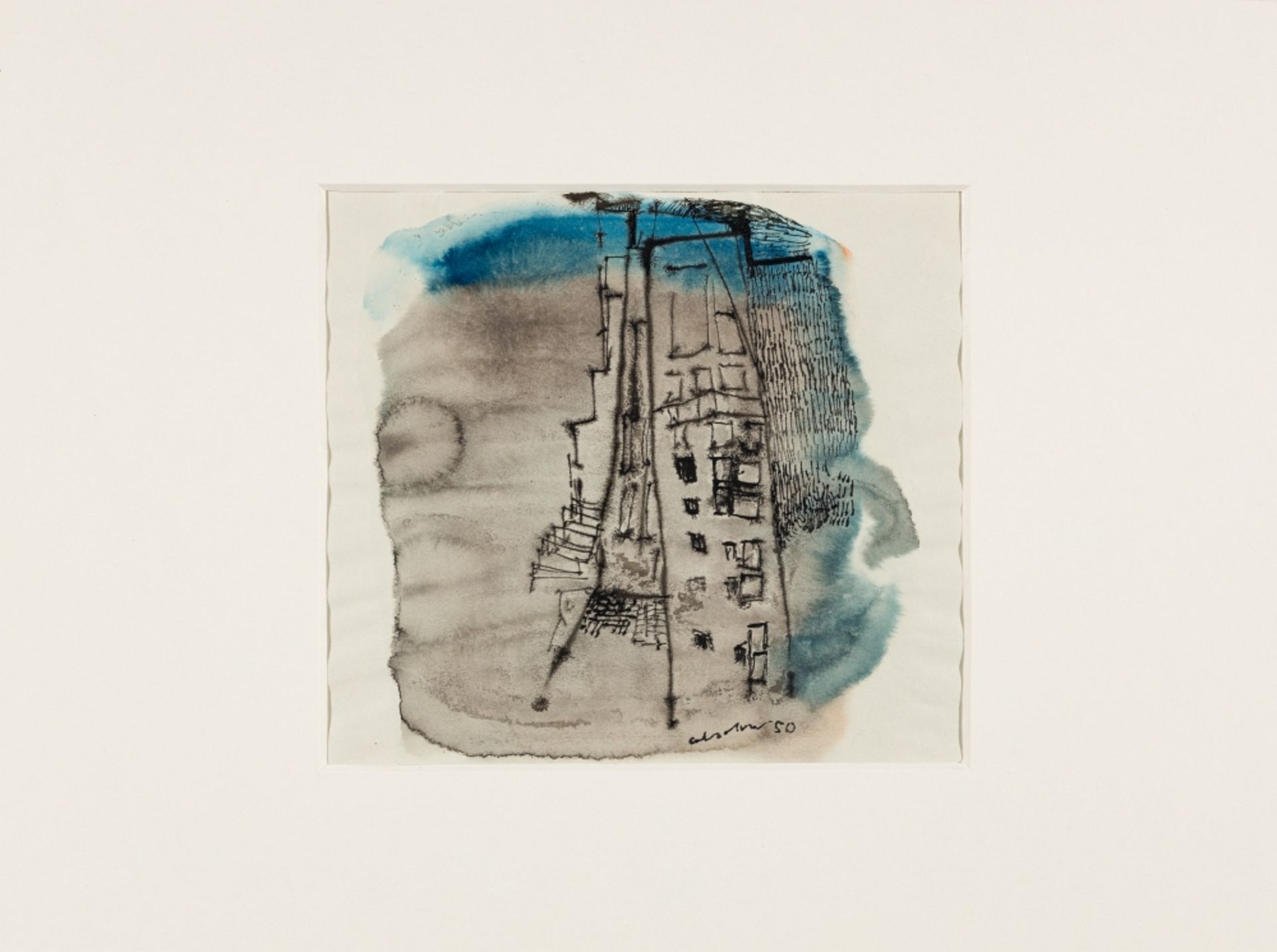 Absolon, Kurt(1925 - 1958)City view, (19)50Mixed media on paperSigned and dated lower center8,3 x - Image 2 of 3