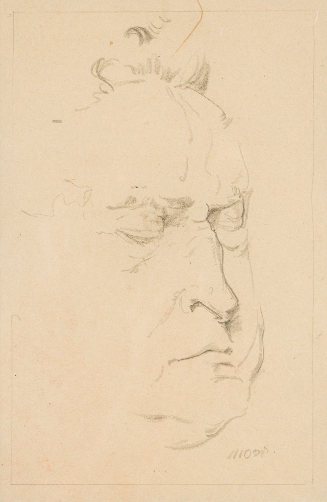 Oppenheimer, Max(1885 - 1954)Portrait Kurt FurtwänglerPencil drawing on paperSigned lower