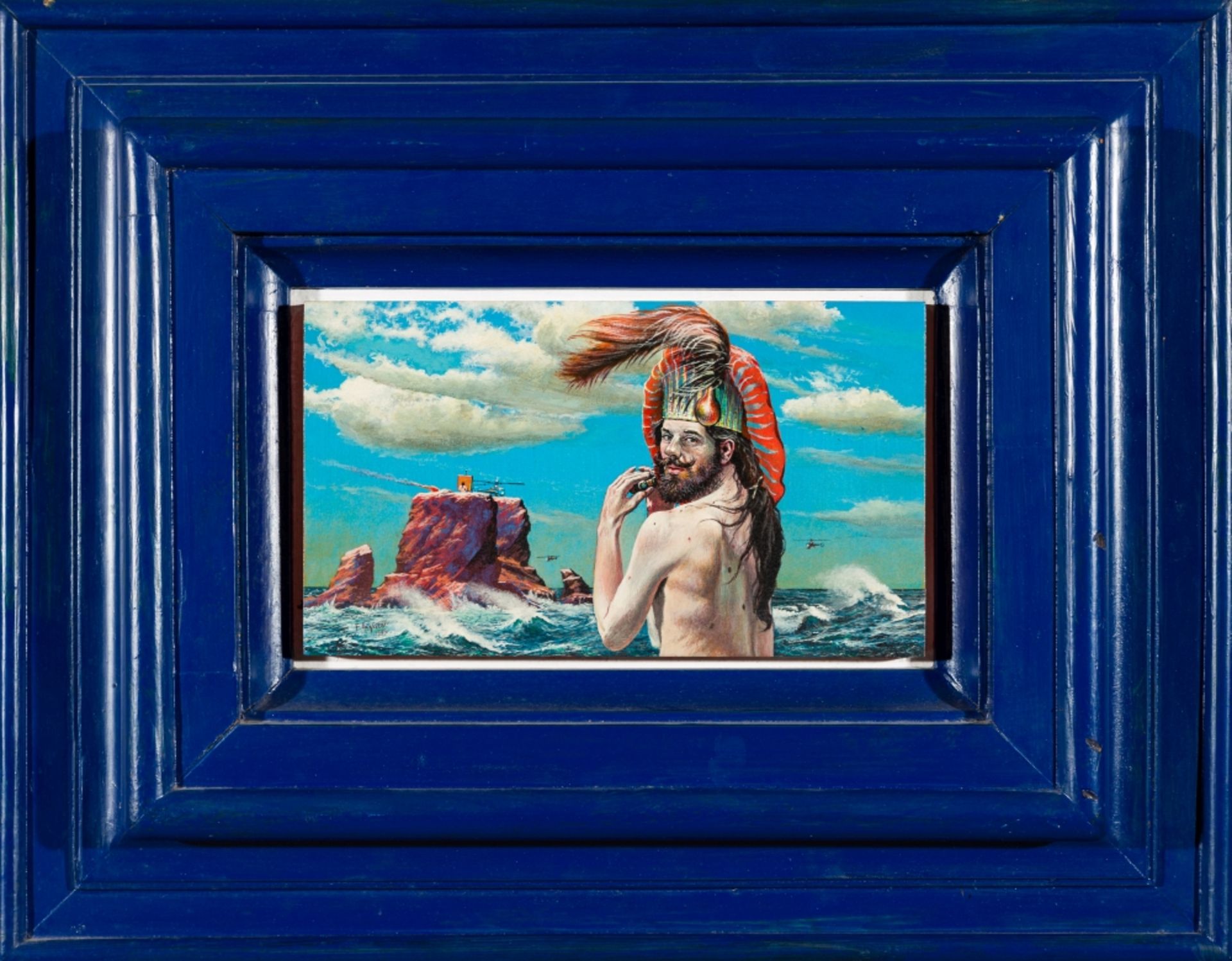 Aigner, Fritz(1930 - 2005)Self Portrait in front of Island, 1985Oil on pressboardSigned and dated - Image 2 of 4