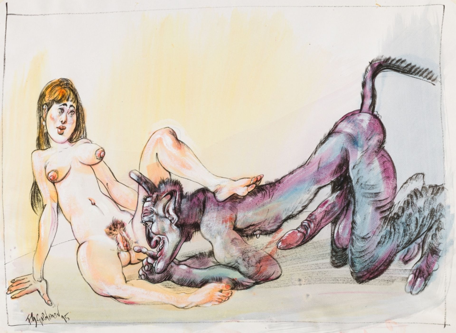 Aigner, Fritz(1930 - 2005)Folder Erotic Devilries, 19954 gouaches on paperEach signed and dated, two - Image 9 of 10