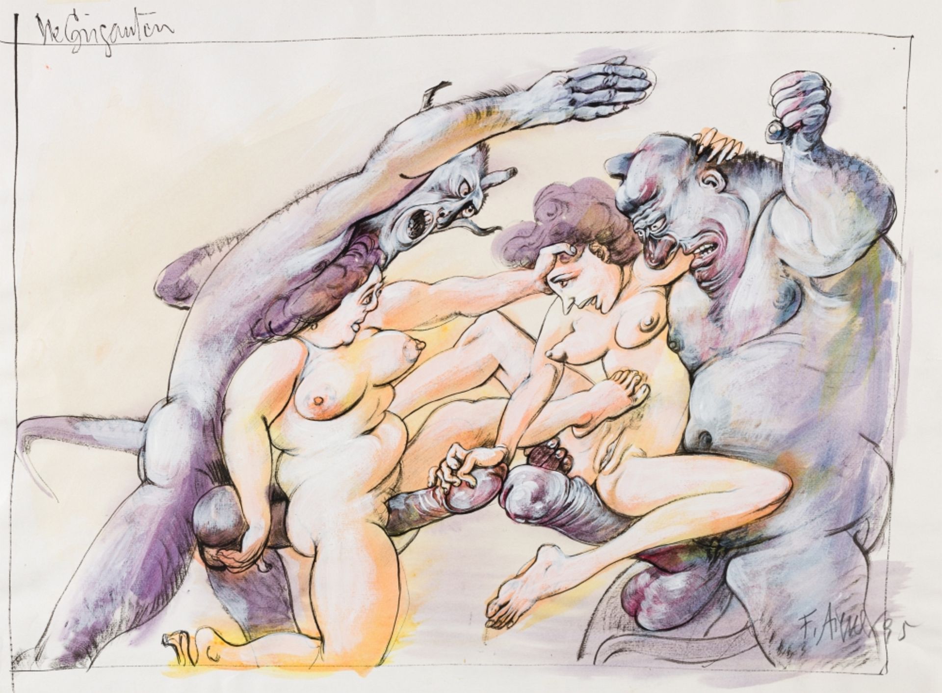 Aigner, Fritz(1930 - 2005)Folder Erotic Devilries, 19954 gouaches on paperEach signed and dated, two - Image 6 of 10