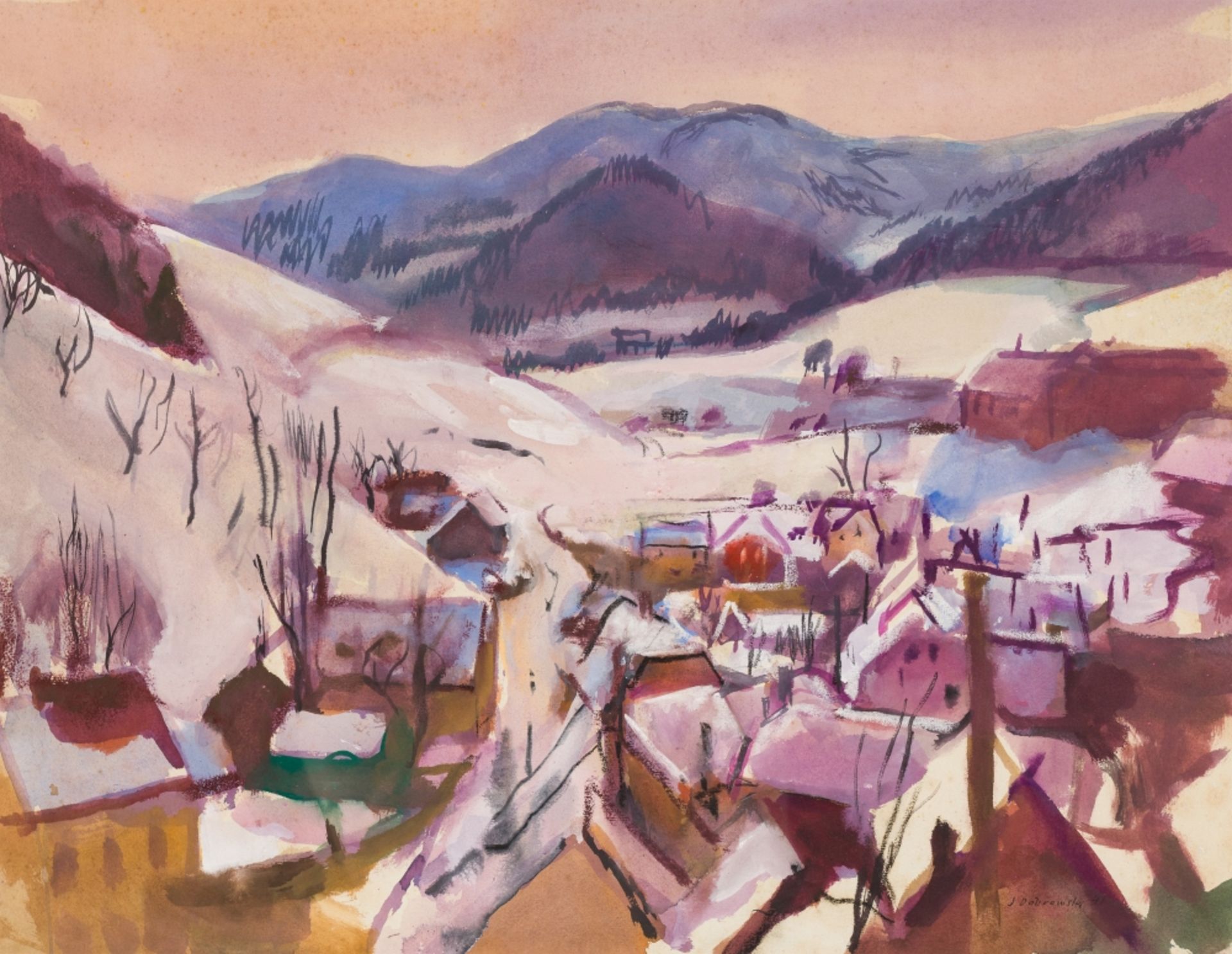 Dobrowsky, Josef(1889 - 1964)Winter Landscape, (19)41Mixed media on paperSigned and dated lower