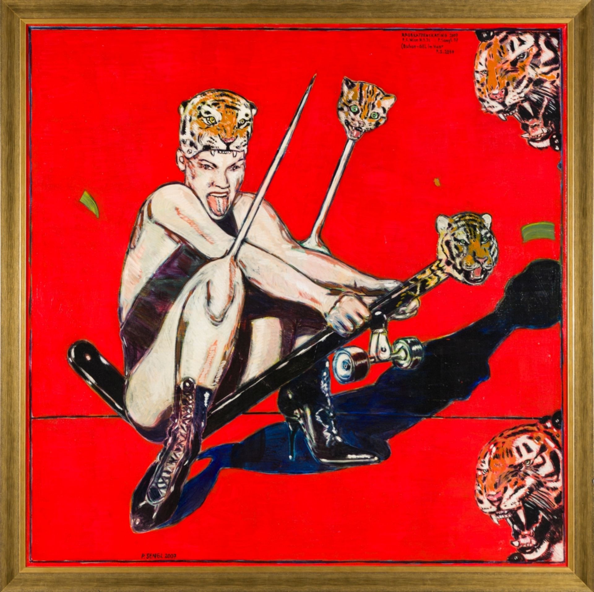 Sengl, Peter(*1945)Predatory Cat Skating, 2007Oil on canvasSigned, dated, titled and inscribed - Image 2 of 5