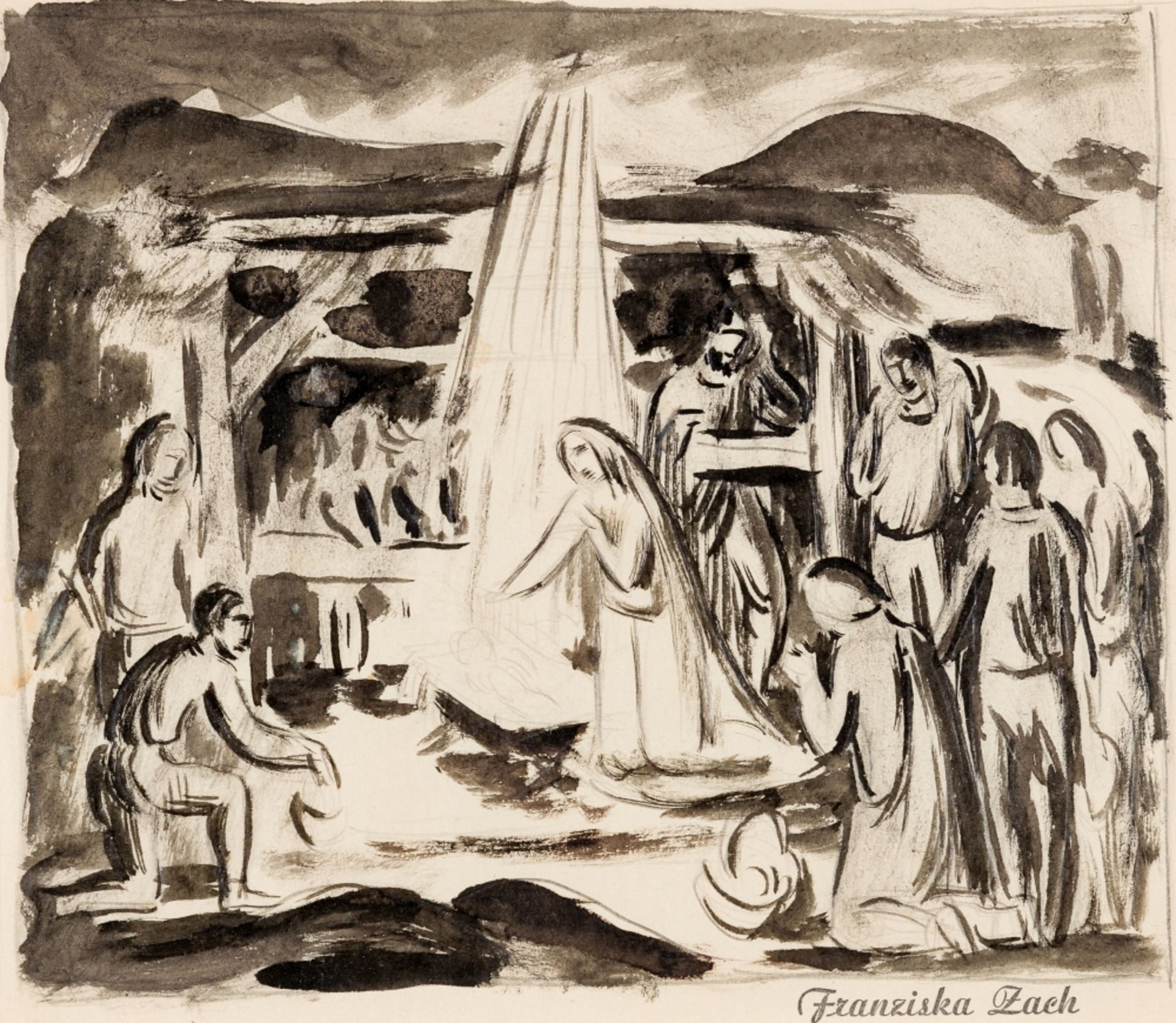 Zach, Franziska(1900 - 1930)Adoration of the KingsInk on paperSignature stamp lower right12,8 x 9,