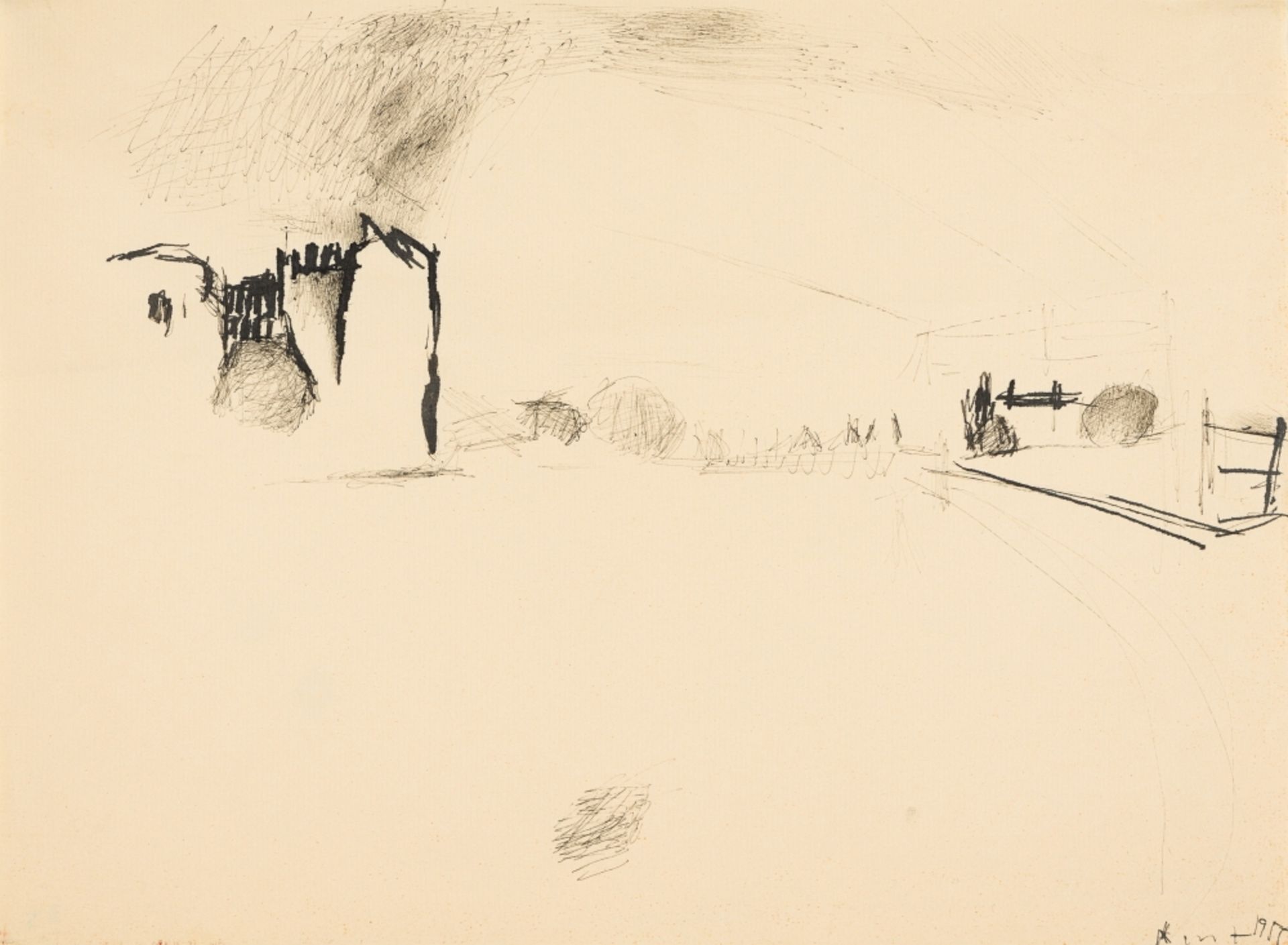 Absolon, Kurt(1925 - 1958)Study for the Vienna Book, 1955Ink on paperSigned and dated lower right9,5