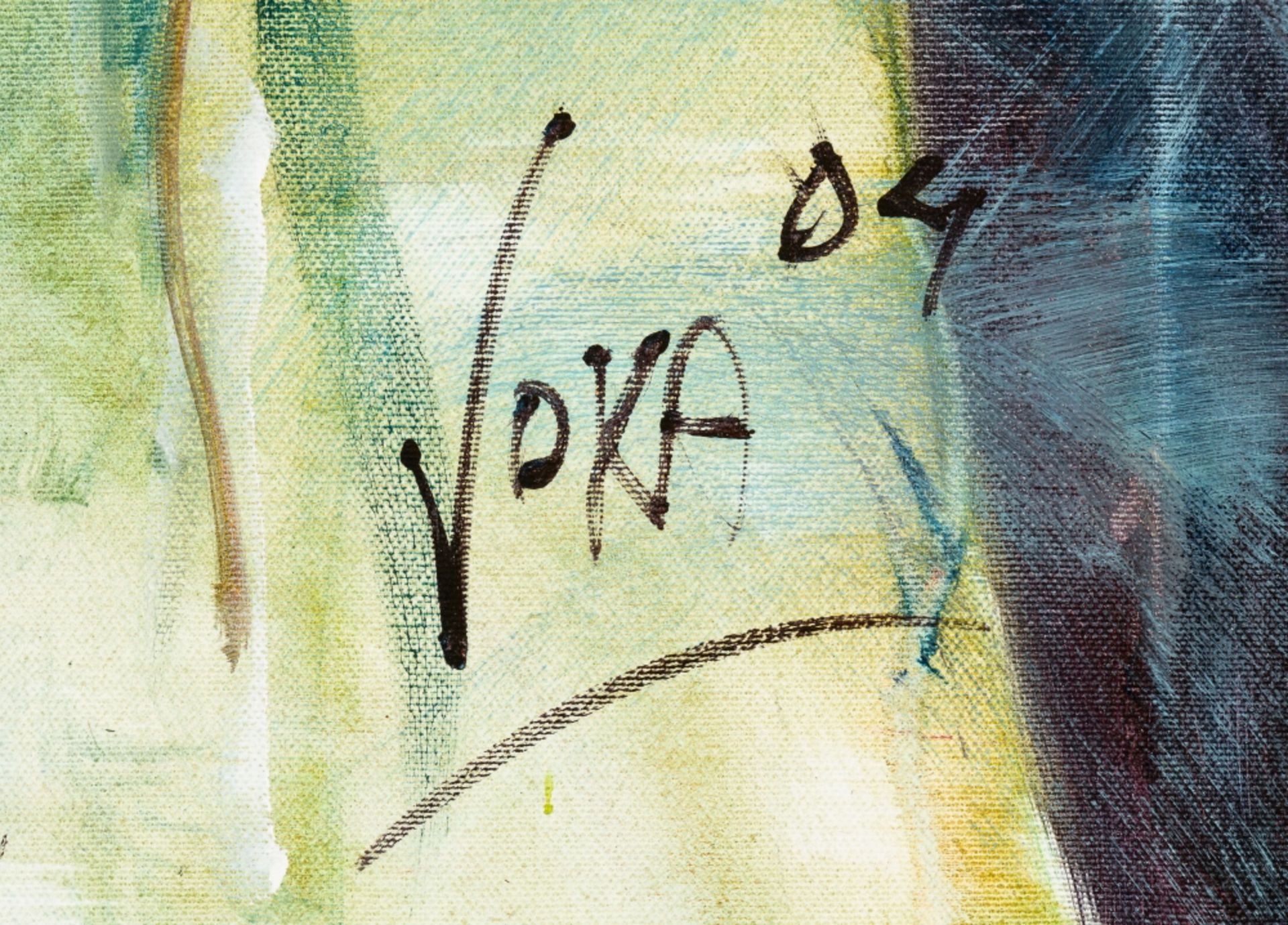 VOKA(*1965)Friends, 2004Acrylic on canvasSigned and dated lower right and inscribed on verso39,4 x - Image 2 of 3