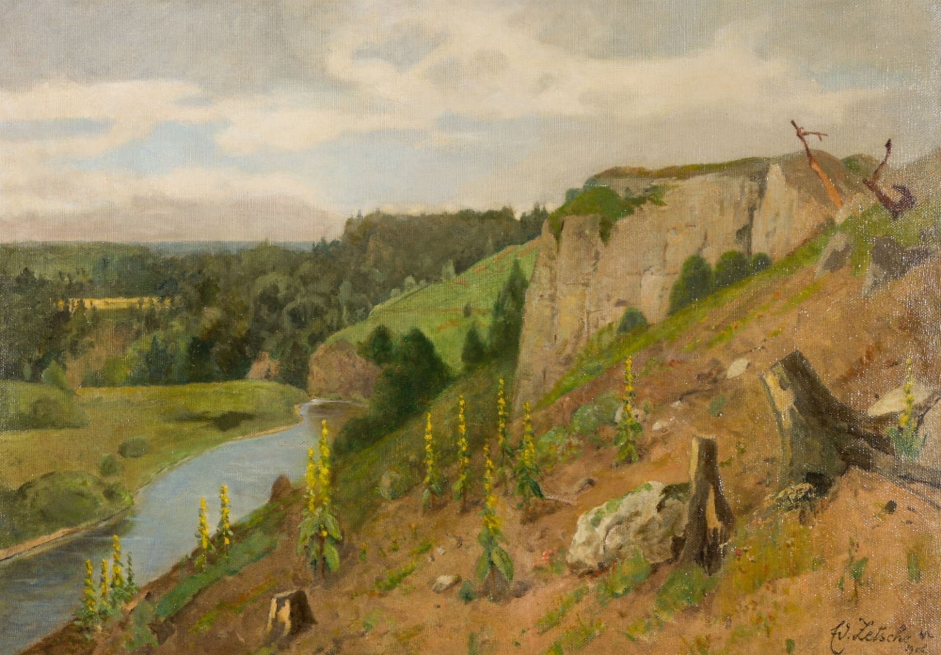 Zetsche, Eduard(1844 - 1927)Mountain Landscape near Wurzen, 1908Oil on canvasSigned and dated