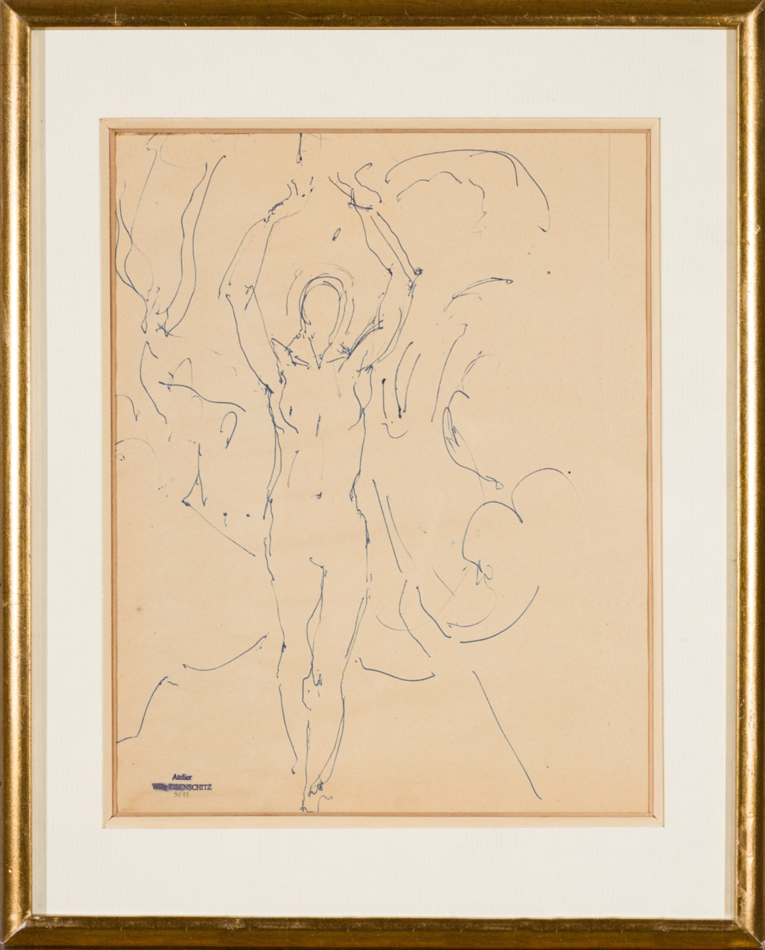 Eisenschitz, Willy(1889 - 1974)Nude with Raised ArmsColored pencil on paperStudio stamp lower - Image 2 of 5