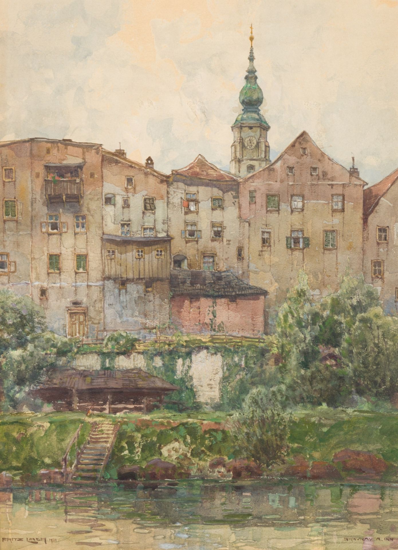 Lach, Fritz(1868 - 1933)Braunau on the Inn, 1921AquarSigned and dated lower left, titled lower