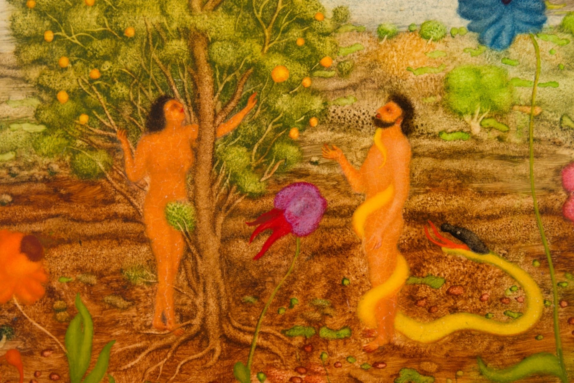 Brauer, Arik(1929 - 2021)Adam and Eve in Paradise, c. 1998Oil on woodSigned lower right14,6 x 25,6 - Image 4 of 8