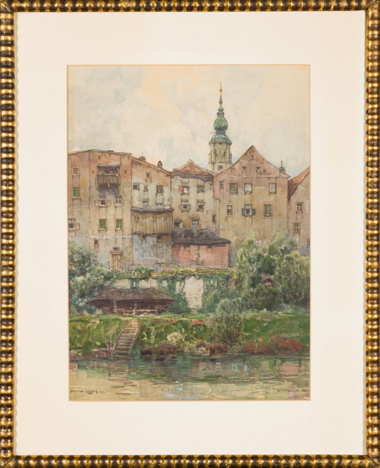 Lach, Fritz(1868 - 1933)Braunau on the Inn, 1921AquarSigned and dated lower left, titled lower - Image 2 of 5