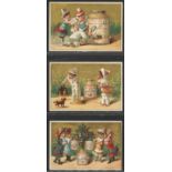 Liebig, S85 Pictures of Children IX, complete set of 3 cards in a page, G - VG, cat value £230