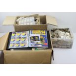 Large accumulation of cards, loose, in pages, albums , etc, contained in 3 boxes, 1000's of cards,