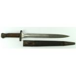 Bayonet with leather and metal scabbard, blade stamped Wilkinson, London, '4 '02'. And crown over '