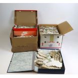 Large accumulation of cards, loose, in pages, albums , etc, contained in 3 boxes, 1000's of cards,