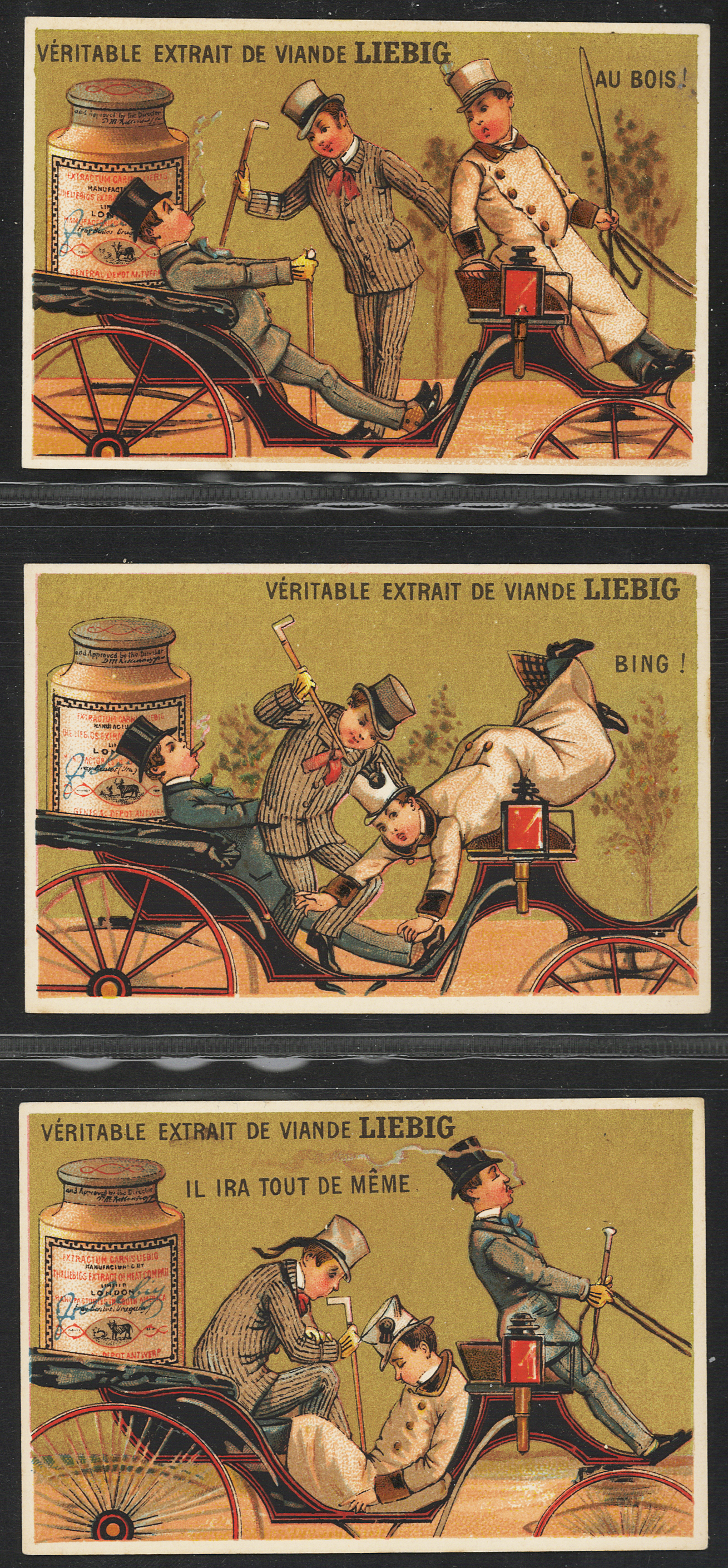 Liebig, S139 A Coach Trip (French issue) complete set in a page, VG, cat value £200