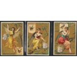 Liebig, S164 Bird Women I (Gold background) (French issue) complete set in a page, G - VG, cat value