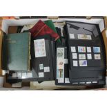 Flat tray of misc stamps in small s/books, on stock sheets, loose, etc. (qty) Buyer collects