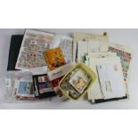China untidy accumulation of stamps and ephemera contained in a carton inc album, stockbook, leaves,