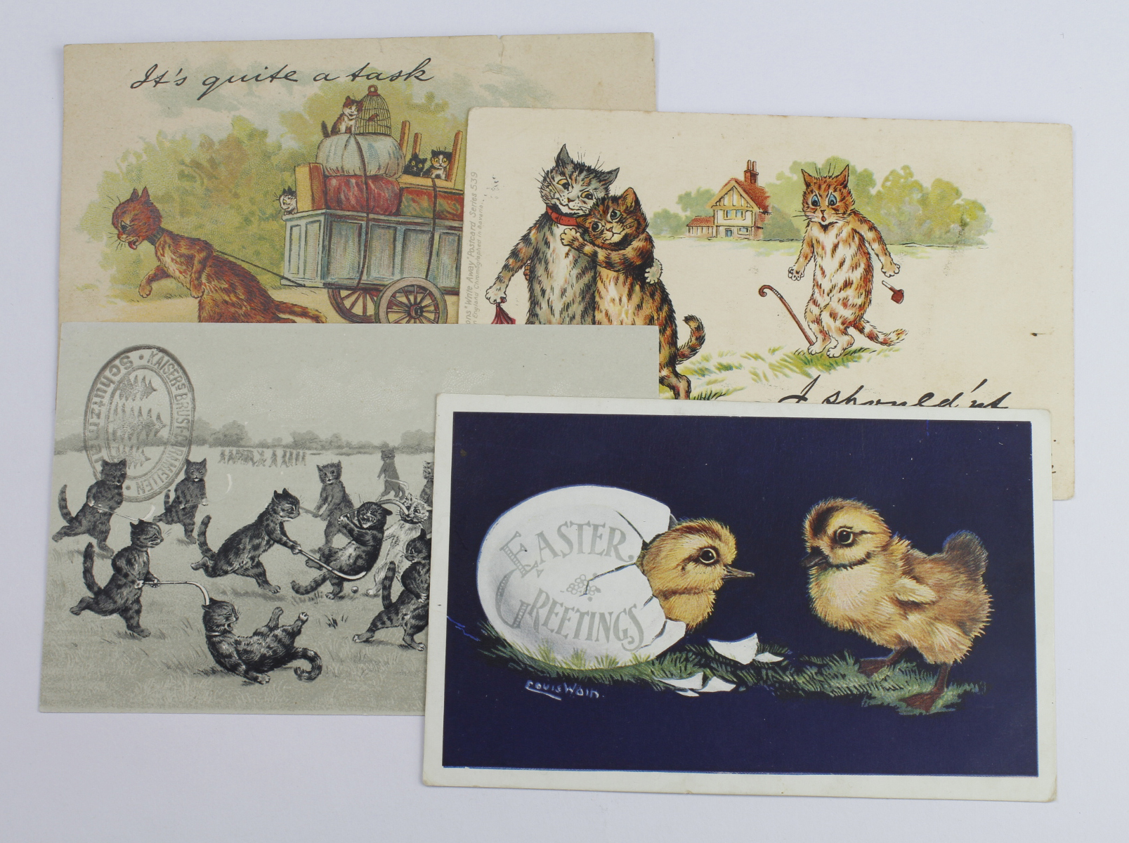 Louis Wain, small selection, including German publisher & chicks   (4)