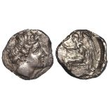 Ancient Greek: The Bruttium, Terina silver Stater 400-356 BC. obv: Head of the Nymph Terina. /