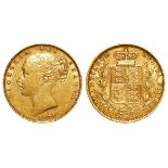 Sovereign 1872M, shieldback, Melbourne Mint, Australia, S.3854, VF