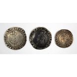 Elizabeth I (3): Shillings: Second Issue, mm. Cross-crosslets S.2555 Fair; Sixth Issue, mm. O (1600)