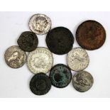 Roman Coins (10) assortment of silver, billon and bronze, mixed grade.