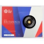 Britannia fortieth-ounce gold proof 2014 FDC on the Royal mint card