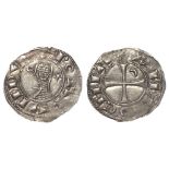 Crusader Penny: Bohemund III, 1163-1201, silver 'helmet' Denier of Antioch. Helmeted head l. /