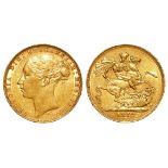 Sovereign 1873M, St George, Melbourne Mint, Australia, S.3857, GVF
