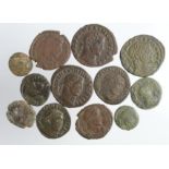 Roman Bronze Coins (12) Maximinus, Constantine, Constantius and other, Folles and lower, Fair to EF