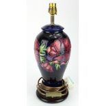 Moorcroft Large "Anemone" table lamp . Approx 14 inches tall. 1st quality