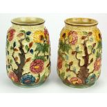 Pair of 'Indian Tree' Staffordshire vases by H J Wood. Factory stamps and numbers to base. Height