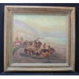 Johnson, Percy. Oil on Canvas titled Migration in Persia (label verso). Signed P.Johnson, lower