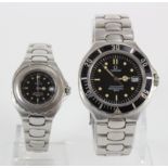 Two stainless steel cased (ladies & gents) Omega seamaster professional quartz wristwatches. The